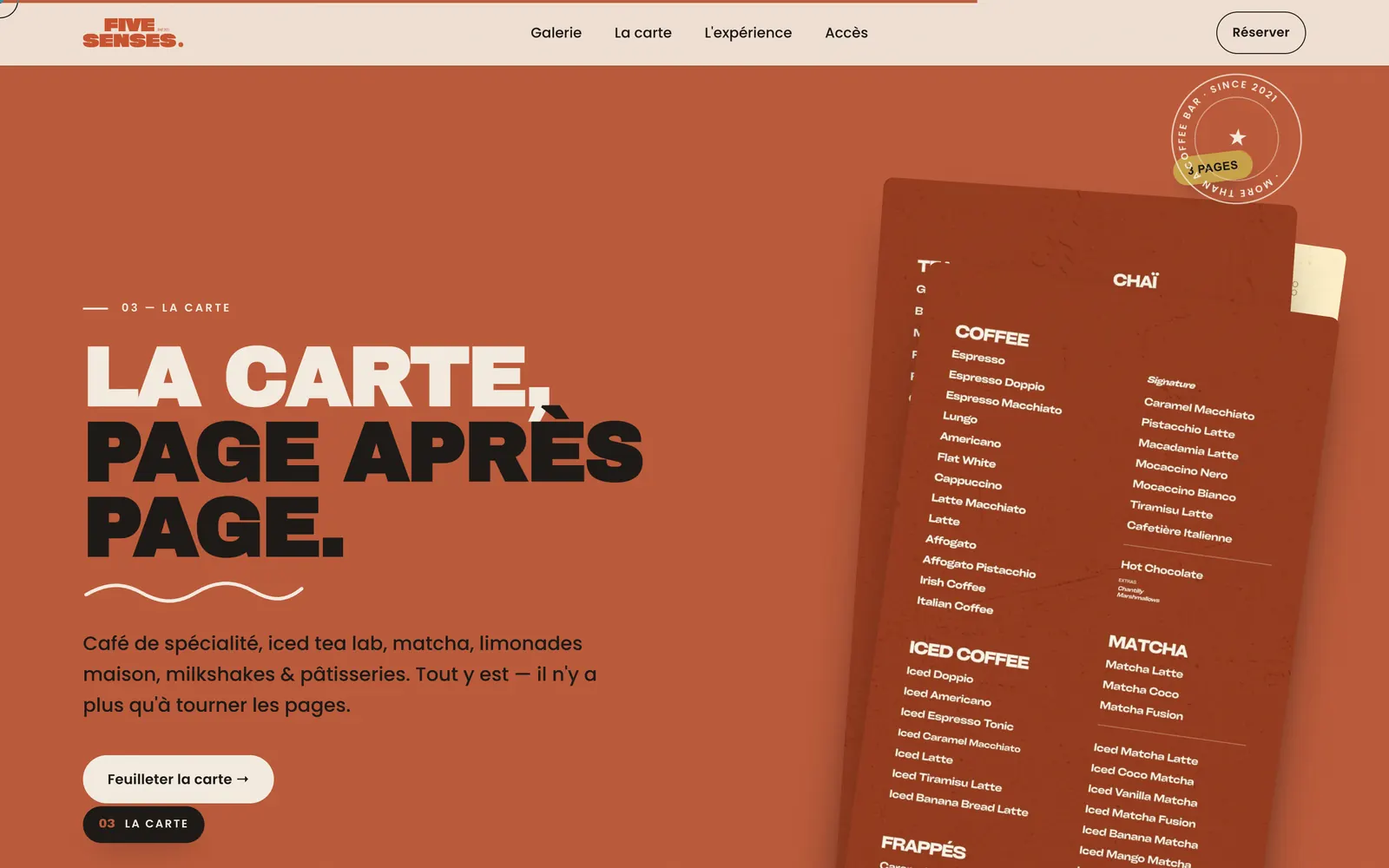 Five Senses : La carte en éventail