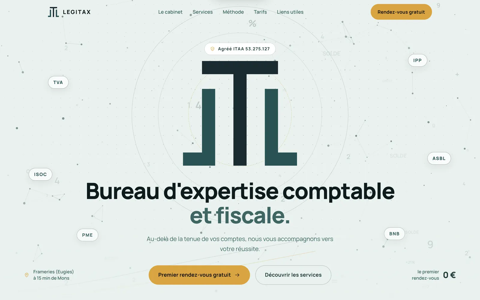 Page d’accueil du site Legitax sur ordinateur
