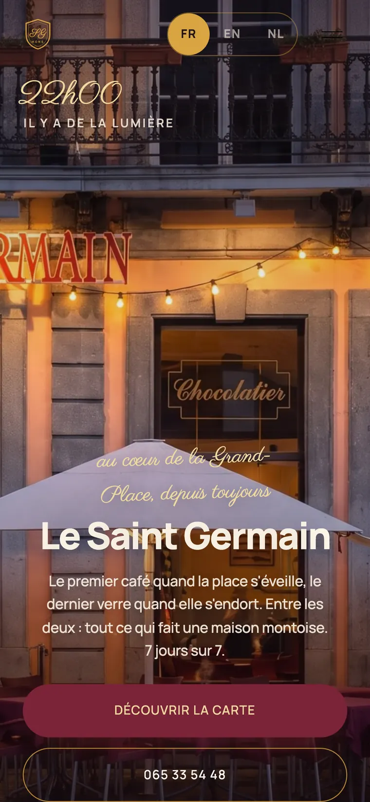 Page d’accueil du site Saint Germain sur téléphone