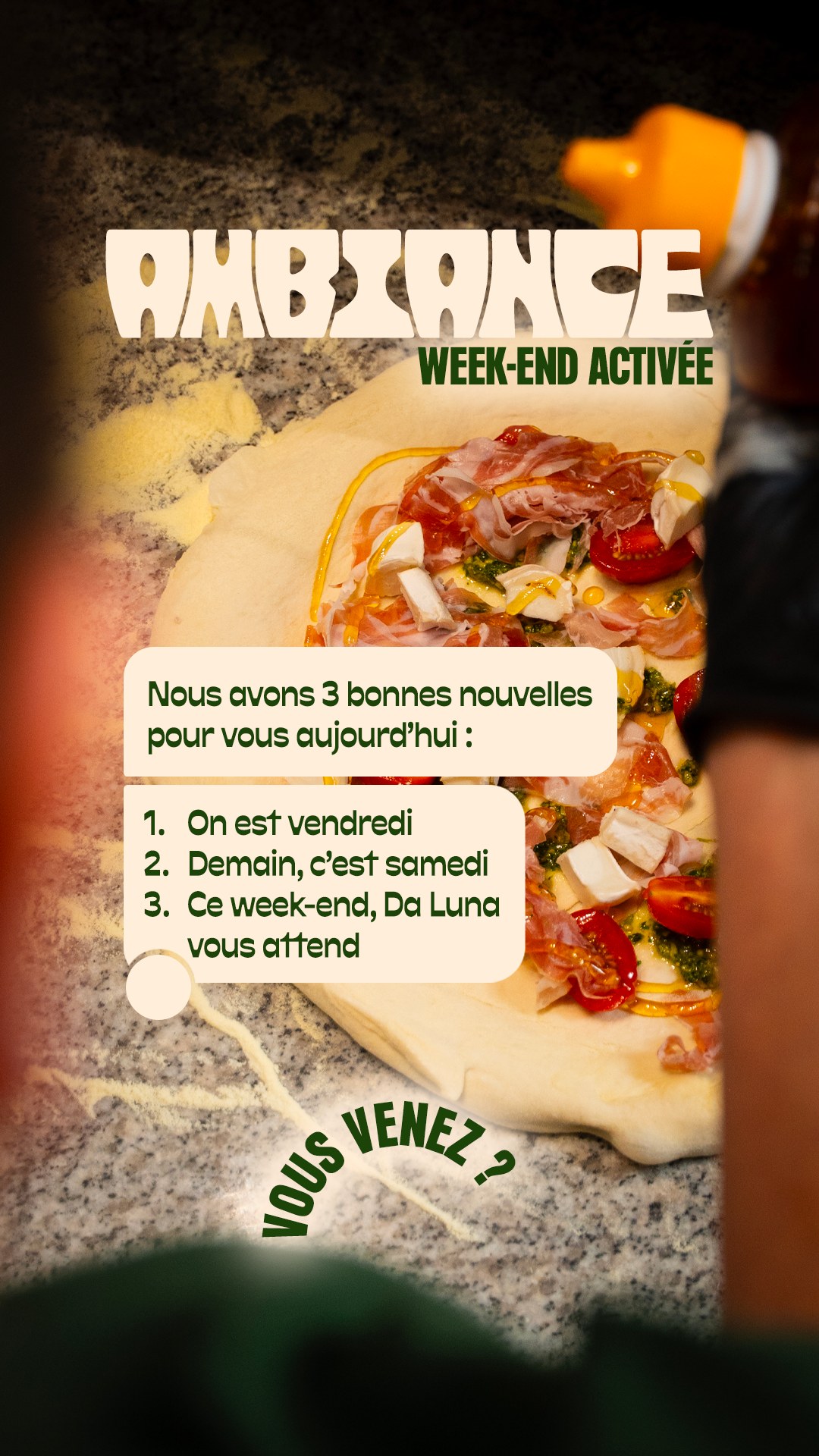 Story Instagram Da Luna — coulisses pizzaïolo en cuisine